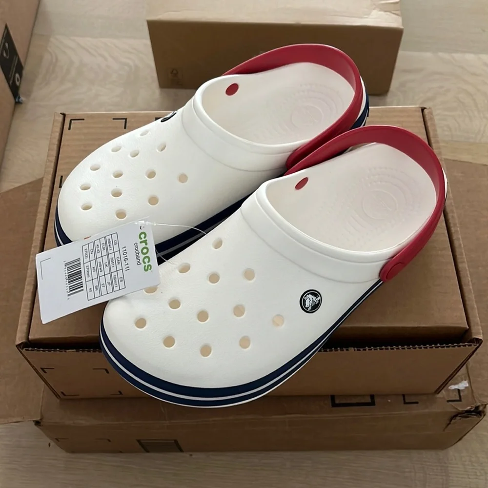Crocs crocband red white & blue - men’s 9 - Picture 1 of 4